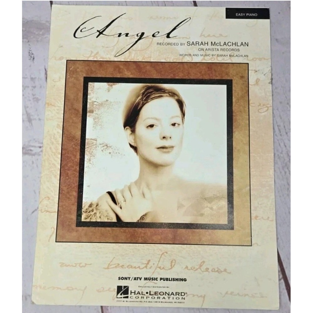 Sarah McLachlan Angel Easy Piano Sheet Music 1997 Sony Hal Leonard